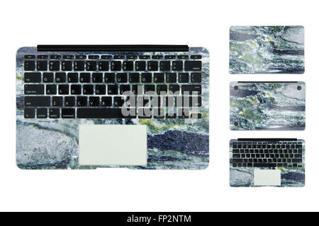 En cas de texture pour ordinateur portable sur fond blanc Banque D'Images