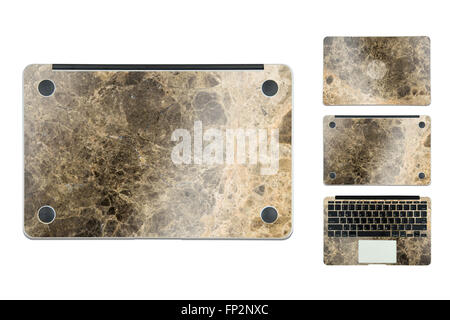 En cas de texture pour ordinateur portable sur fond blanc Banque D'Images