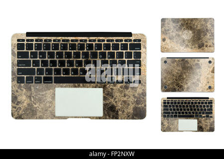 En cas de texture pour ordinateur portable sur fond blanc Banque D'Images