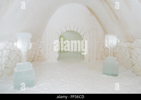 Hall d'entrée de l'hôtel de glace, de Kemi SnowCastle, Laponie, Finlande Banque D'Images