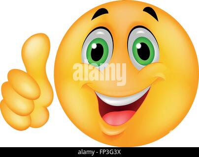 Heureux smiley emoticon giving Thumbs up Illustration de Vecteur