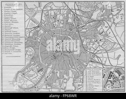 Moscou : Plan de Moscou, 1882 carte antique Banque D'Images