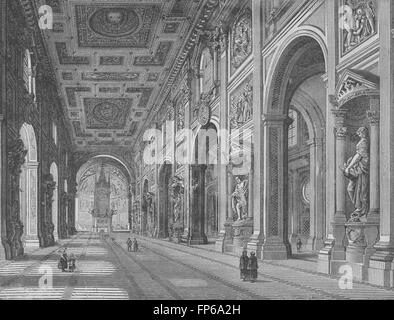 ROME : Intérieur de St Jean de Latran, antique print 1882 Banque D'Images