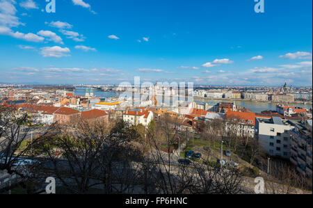 Vue panoramique à partir de Budapest Hongrie avec Danube Banque D'Images