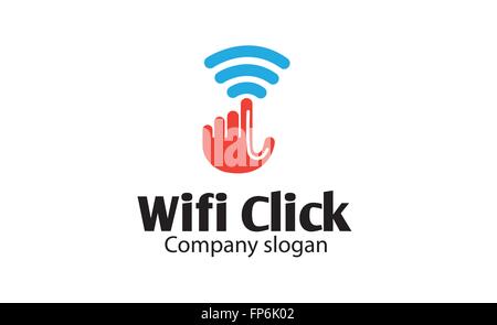 WiFi cliquez main sans fil articles de recherche logo Vector Symbol Design Illustration Illustration de Vecteur