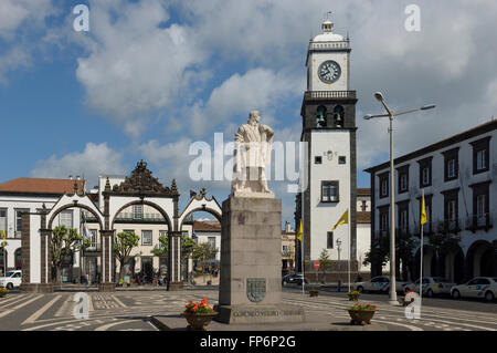 La place principale de Ponta Delgada. L'île de São Miguel Açores. Portugal Banque D'Images