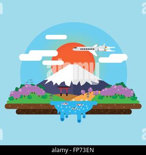 Paysage du Mont Fuji Illustration de Vecteur