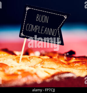 Buon Compleanno Joyeux Anniversaire En Italien Anniversaire Carte Postale De Voeux Illustration Photo Stock Alamy