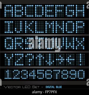 Image d'un tableau de bord numérique bleu, coloré avec alphabet et les chiffres. Illustration de Vecteur
