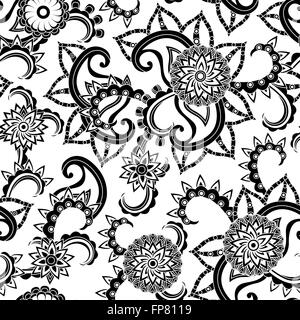 Motif transparent noir et blanc au pochoir de fleurs et autres éléments floraux, part se noient les images vectorielles Illustration de Vecteur