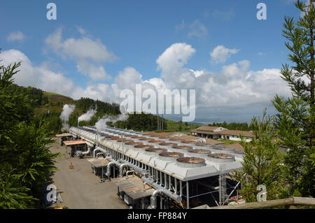 Ribeira Grande centrale géothermique. Ponta Delgada. L'île de São Miguel. Archipel des Açores. Le Portugal. Banque D'Images
