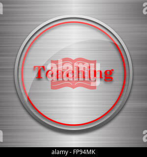 L'icône de l'enseignement. Bouton Internet sur fond métallique. Banque D'Images