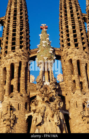 Détail de la Basilique de la Sagrada Familia, Barcelone, Catalogne, Espagne Banque D'Images