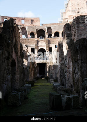 Underground au Colisée (Flavian Amphitheater) Rome, Italie. Banque D'Images