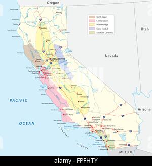 La Californie carte des régions viticoles Illustration de Vecteur