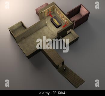 Reconstruction 3d de la tombe du pharaon Toutankhamon et chambres secrètes, Luxor, Egypte Banque D'Images