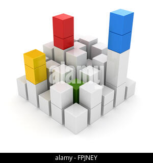 Bloc différent , c'est un 3D générée par ordinateur et l'image rendue. Banque D'Images