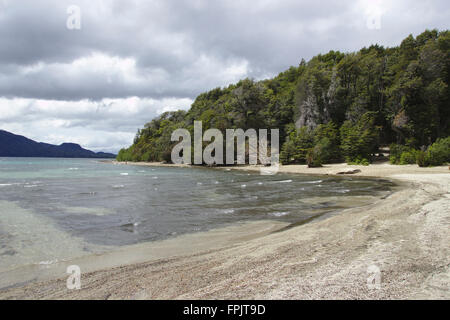 Rive du Lac Nahuel Huapi, Villa Tacul, Parque Municipal Llao Llao près de Bariloche, Patagonie, Argentine Banque D'Images