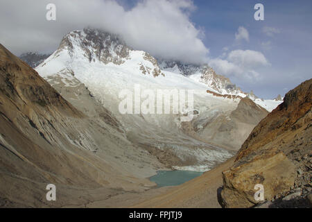 Le Glacier et la Laguna de los Tempanos sur le côté nord-est du Cerro San Lorenzo, le Parc National Perito Moreno, Patagonie, Argentine Banque D'Images