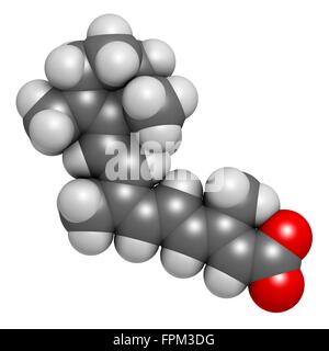 L'alitrétinoïne (9-cis-rétinoïque) Eczéma cancer molécule pharmaceutique. Analog de vitamine A. Les atomes sont représentés comme des sphères avec c Banque D'Images