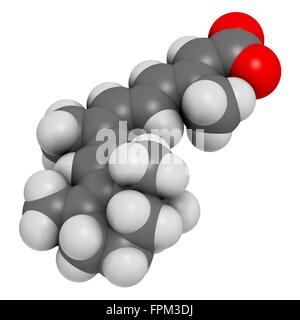 L'alitrétinoïne (9-cis-rétinoïque) Eczéma cancer molécule pharmaceutique. Analog de vitamine A. Les atomes sont représentés comme des sphères avec c Banque D'Images