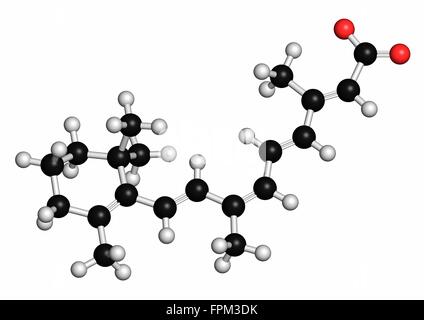 L'alitrétinoïne (9-cis-rétinoïque) Eczéma cancer molécule pharmaceutique. Analog de vitamine A. Les atomes sont représentés comme des sphères avec c Banque D'Images