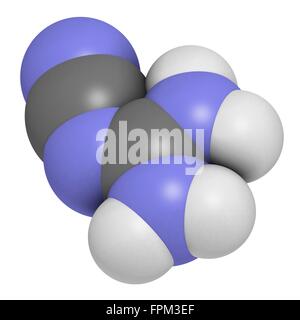 Dicy iamide (2-cyanoguanidine DCD) molécule. Utilisé comme engrais en synthèse chimique. Les atomes sont représentés comme des sphères avec Banque D'Images