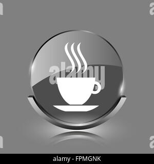 L'icône de tasse. Bouton internet brillant brillant sur fond gris. Banque D'Images