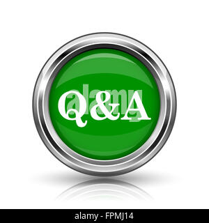 Q&A icône. Bouton internet métallique sur fond blanc. Banque D'Images