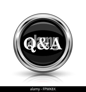 Q&A icône. Bouton internet métallique sur fond blanc. Banque D'Images