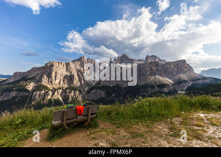 Groupe du Sella, vue à partir de la haute route Kolfuschg, sur la droite le Grödner Joch, Dolomites, Tyrol du Sud, Italie, Europe, Banque D'Images