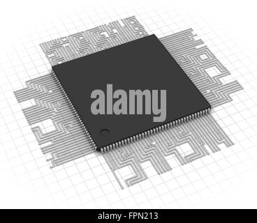 Le processeur de l'unité processeur concept , c'est un calculateur générée et 3d rendu photo. Banque D'Images