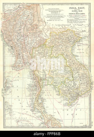 Indochine : Birmanie, Thaïlande Siam, Vietnam Annam Cochinchine, Cambodge, 1903 map Banque D'Images