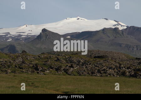 (1446m) de snæfellsjökull du NW, Parc National de Snæfellsjökull, dans l'ouest de l'Islande Banque D'Images