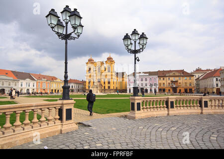 La place de l'Unification à Timisoara Banque D'Images