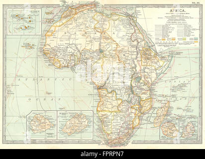 Afrique : Cap-Vert, Maurice, Réunion, Ascension, Sainte-Hélène îles, 1903 map Banque D'Images