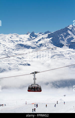 Le téléphérique de Piz Nair, Corviglia, St.Moritz, Canton des Grisons, Suisse Banque D'Images