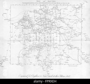 Allemagne : Route distances Postes Miles ; Coghlan, 1837 carte antique Banque D'Images