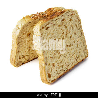 Deux morceaux de toast l'article en s'appuyant sur un autre Banque D'Images