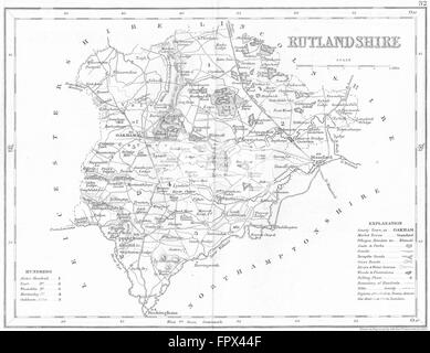 RUTLANDSHIRE : carte du comté d'antiquités. ARCHER/DUGDALE, c1840 Banque D'Images