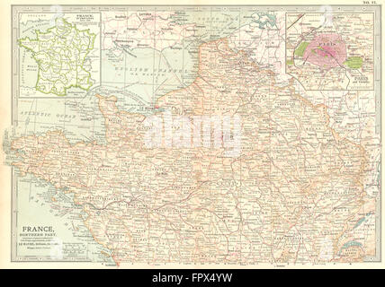 FRANCE : Paris Nord ; médaillon, Provinces, 1903 pré-1789, carte antique Banque D'Images