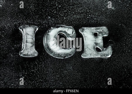 Le mot en lettres de glace glace Banque D'Images
