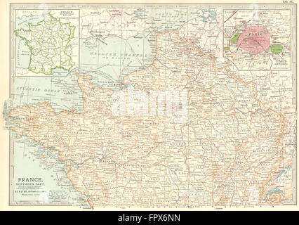 FRANCE : Paris Nord ; médaillon, Provinces, 1903 pré-1789, carte antique Banque D'Images