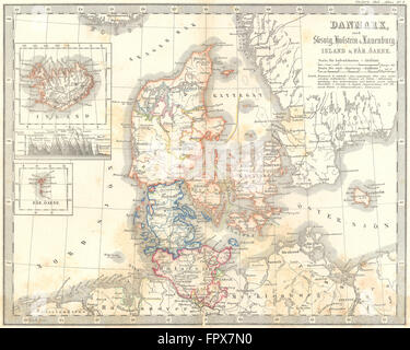 DANMARK : Slesvig Holstein Lauenburg, Island, 1861 carte antique Banque D'Images