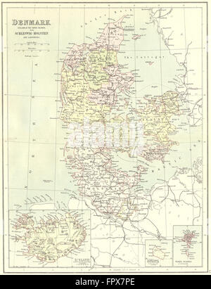 Îles Féroé ISLANDE DANEMARK : Schleswig Lauenburg, 1888 carte antique Banque D'Images