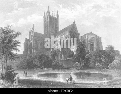 SOMT : Wells Cathedral SE VOIR, antique print 1836 Banque D'Images