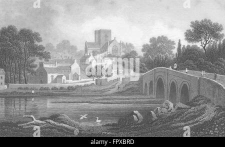 Pays de Galles : St Asaph, Flintshire : Gastineau, antique print 1831 Banque D'Images