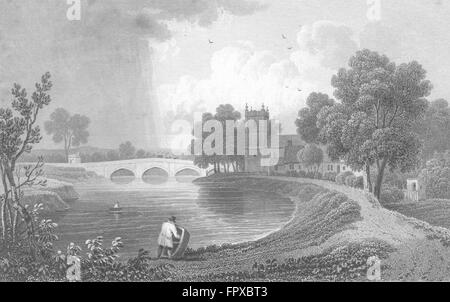 Pays de Galles : Bangor, Iscoed Flintshire : Gastineau, antique print 1831 Banque D'Images