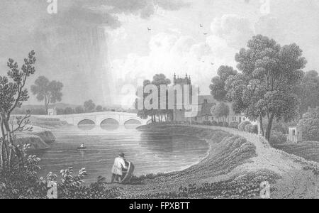 Pays de Galles : Bangor, Iscoed Flintshire : Gastineau, antique print 1831 Banque D'Images