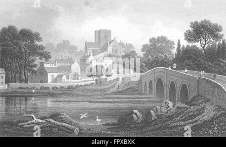 Pays de Galles : St Asaph, Flintshire : Gastineau, antique print 1831 Banque D'Images